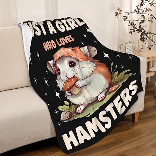 Hamster Blanket for Adults - Soft Flannel Throw with Cute Hamster Design - 60x80 Inches - Girl & Hamster Lover Gift - Variation: Just a Girl Who Loves Hamsters