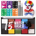 15 Colors Face Painting Kit for Kids & Adults with Brushes & Templates