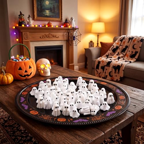 Mini Ghost Figurines Set - 60 Waterproof Resin Halloween Decorations