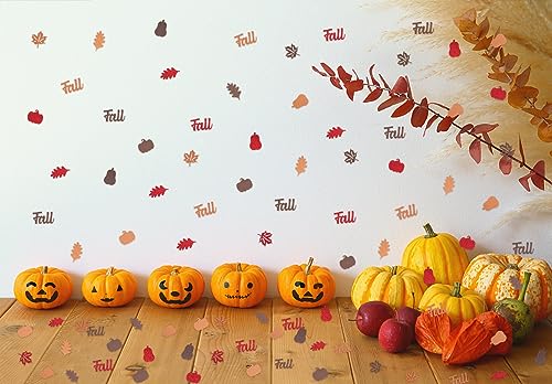 Fall Confetti for Table Decor 200PCS Autumn Harvest Pumpkin Leaves & Maple Shapes