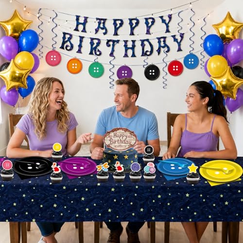 Horror Cartoon Button Party Decorations Set with Balloons Banner & Tableware