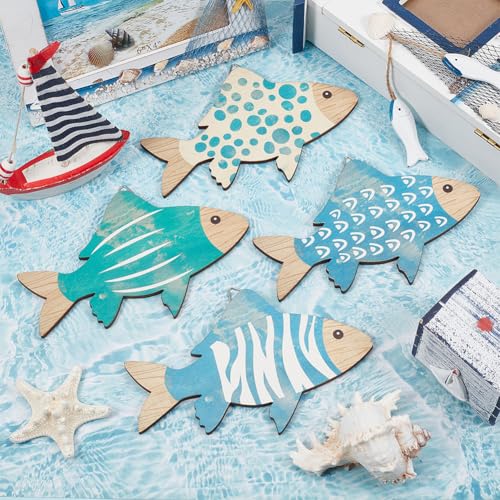 Wood Fish Wall Decor - Nautical Coastal Beach Art Set - Style2