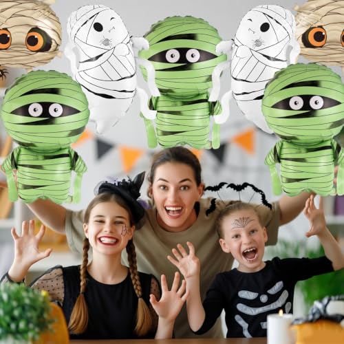 6Pcs Halloween Foil Balloons Set Mummy Ghost Party Decorations Indoor