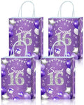 16 Pack Purple Party Favor Bags for Sweet 16 Birthday Decorations Girl - Goody & Treat Bags