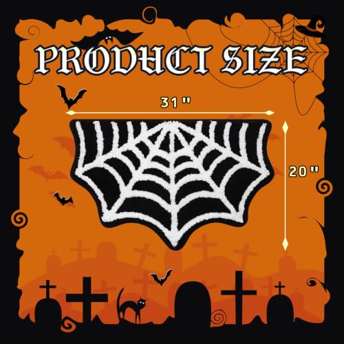 Moutina Spider Web Gothic Bathroom Rug 20x31 Inch Black Halloween Decor