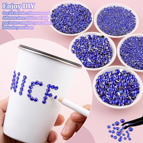 Large Pack 25,000 Royal Blue Resin Rhinestones for Crafts & DIY Jewelry with Glue