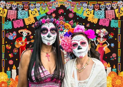 Day of the Dead Backdrop Vinyl Sugar Skull Floral Mexican Fiesta Photography Background 8x6FT - Variation of THIS listing