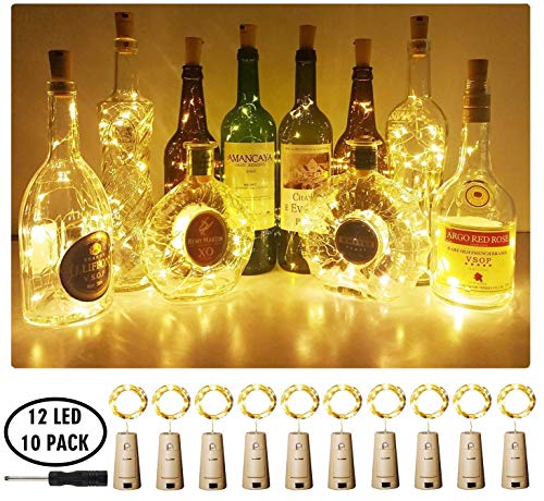 White 12 LED Wine Bottle String Lights with Cork - Waterproof Party Decor
