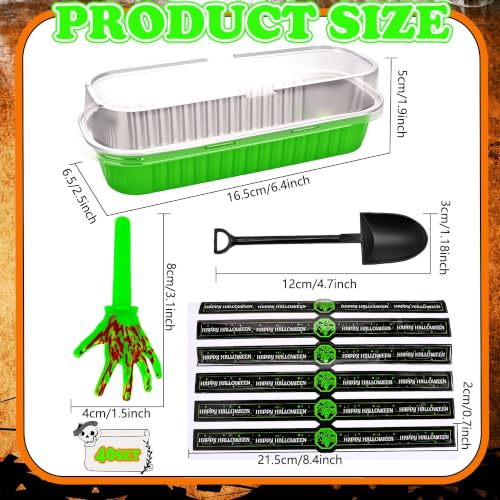 Halloween Cake Cups with Lids & Zombie Hand Toppers - 40 Set Spooky Dessert Cups & Decorations