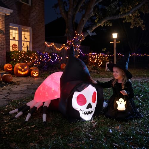 Giant 6FT Inflatable Skeleton Spider with Flickering Lights for Halloween Yard Decor