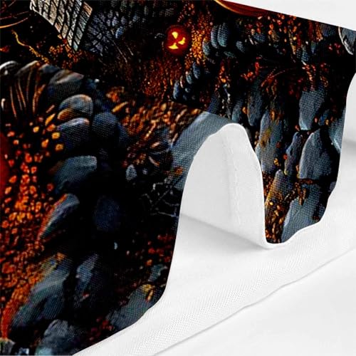 Halloween Evil Pumpkin Shower Curtain Black - Moon Night Bathroom Decor