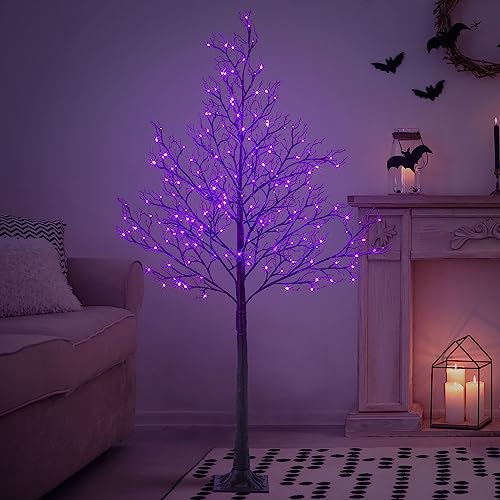 Lightshare 6ft Purple Halloween Willow Tree with 200 LED Lights Indoor Outdoor Decor