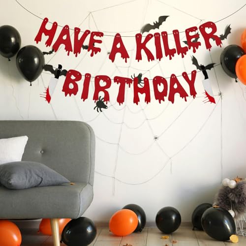 Bloody Zombie Birthday Banner - Red Horror Party Decorations