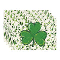 Green Shamrock Placemats Set of 4 - 12x18 Inch Rectangular Lucky Irish Table Decor