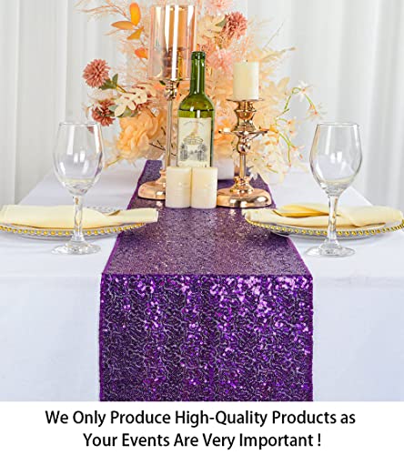Purple Sequin Table Runners Pack of 10 - 12x108 Inch Wedding Party Decor