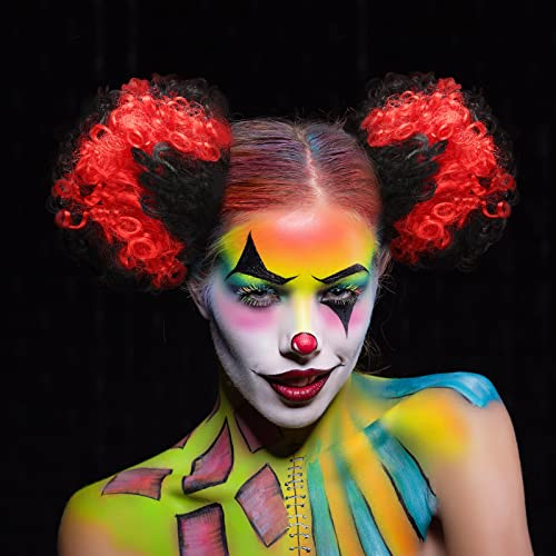 Halloween Women's Clown Costume Accessories Set - Red, Black & White Hair Clips & Balloons