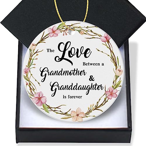 Christmas Ornament 2026 - Keepsake Ceramic Gift for Granddaughter - Love Forever Design - 3 Inch