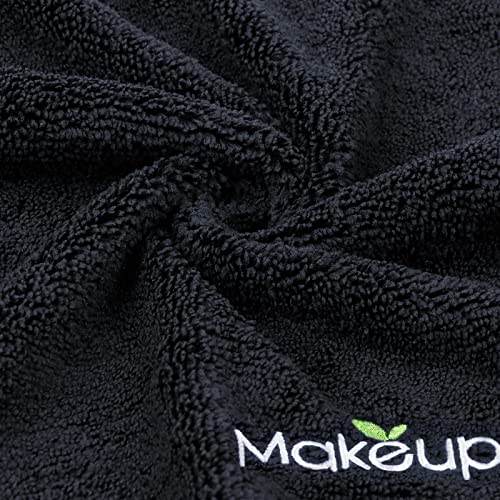 Orighty Microfiber Makeup Remover Cloths Black 6 Pack - 13x13 Inch Soft Face Towels