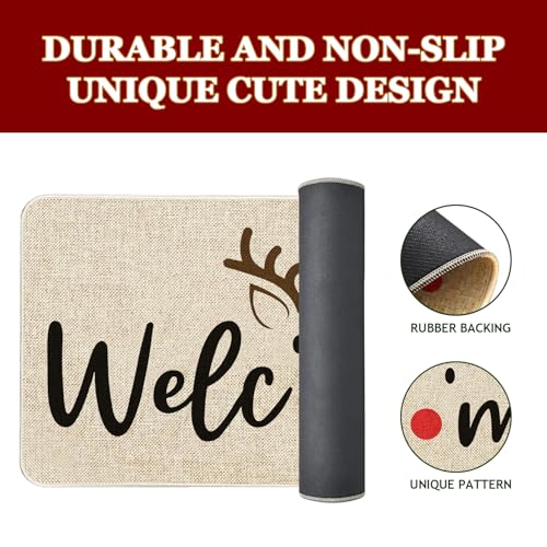 Merry Christmas Welcome Door Mat - Winter Xmas Decor 30x17 Inch - Variation of Christmas Doormats-01