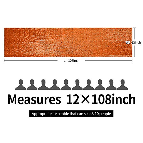 12x108 Inch Sequin Table Runner Set - 6 Pieces Orange Glitter Event Decor