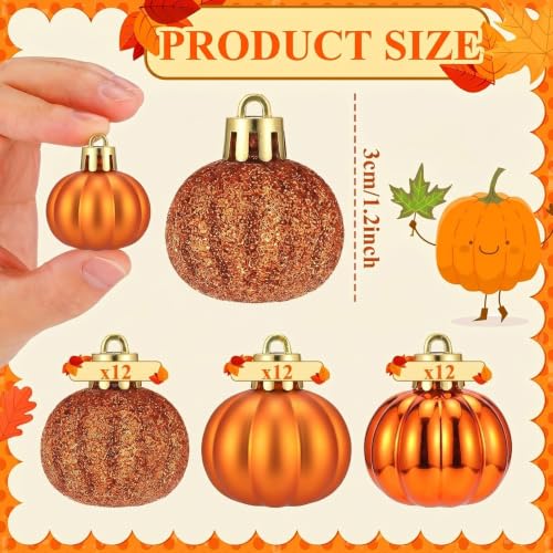 Fall Pumpkin Tree Ornaments Set - Mini Orange Decorations for Autumn & Halloween