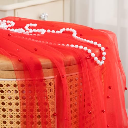Red Pearl Table Runner 29.5 x 120 Inch - 1 PC Elegant Wedding Decor