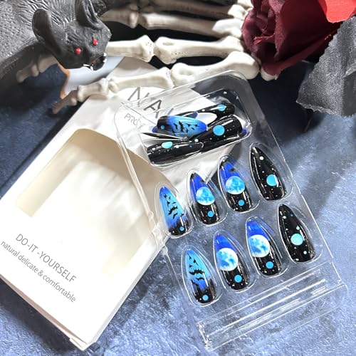 Halloween Press On Nails Long Bat Moon Pattern - Variation of THIS listing 7