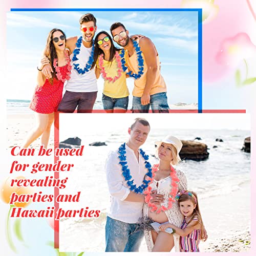 60 Pcs Pink Blue Flower Leis for Gender Reveal & Party Decor