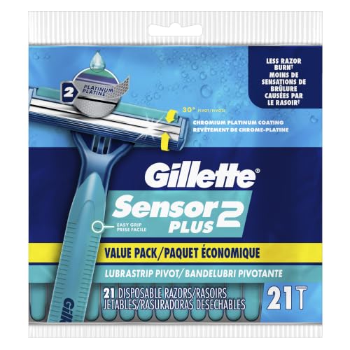 Gillette Sensor2 Plus Disposable Razor Pack of 21 with Pivoting Head & Lubrastrip