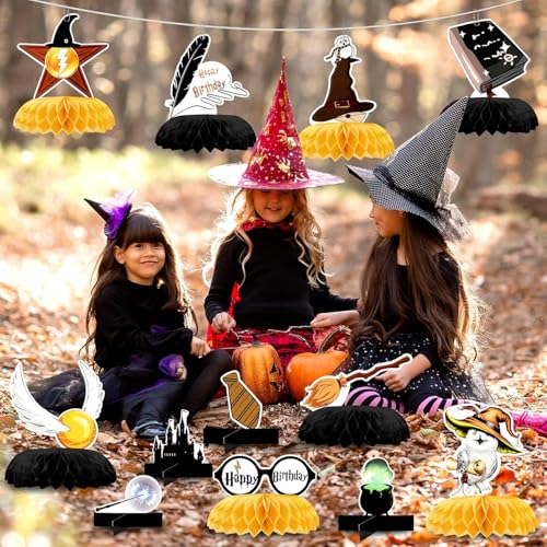 12PCS Magic Wizard Honeycomb Table Decorations for Birthday Halloween Party