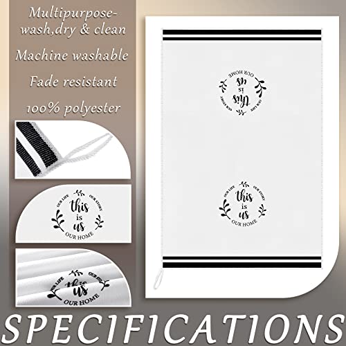 Honoson 4 Pack Kitchen Towels with Home Sweet Home Print - Black Stripe / White Stripe