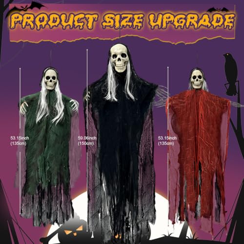 Halloween Hanging Skeleton Ghost Decorations Set - Spooky Outdoor Indoor Decor