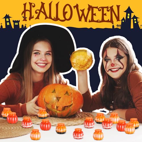 Hsei 40 Pack Pumpkin Shaped Plastic Sand Art Bottles with Lids & Funnels - Halloween & Fall Decorations