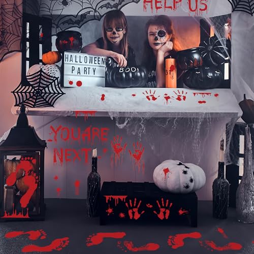 Halloween Bloody Handprint Footprint Floor Stickers - Spooky Wall & Window Decals