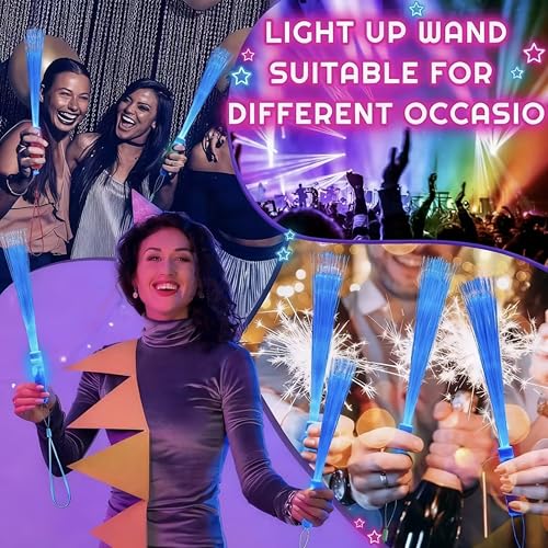 Blue Fiber Optic Wand LED Glow Stick Bulk with 3 Light Modes - 36 Pieces