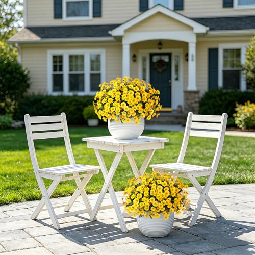 Artificial Daisy Flower Bundles - UV Resistant Faux Silk Fall Decor - Yellow, 6 Bundles