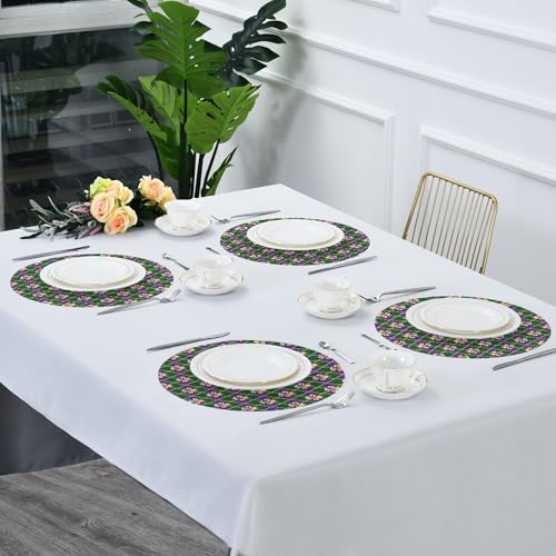 Mardi Gras Placemats Set of 6 - Gold, Green, Purple Fleur de Lis Table Mats 12x18"