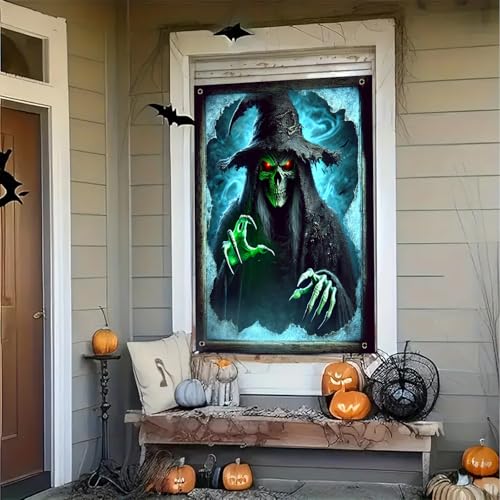 Halloween Witch Window Cover 31x47 Inch Spooky Decor for Home & Garden