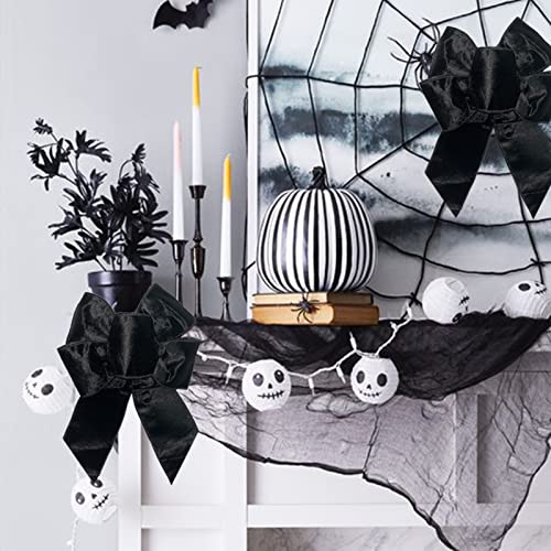 Lakiyfye 4 Pack Black Christmas Bows for Tree & Fireplace Decoration