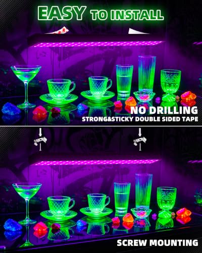 Black Light Bar 10W USB UV LED Strip 4 Pack for Fluorescent Glass & Decor - Variation of 4