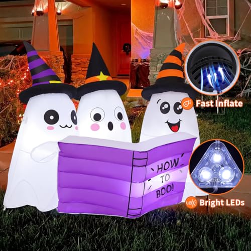 Halloween Inflatable Ghost Decor with Built-in LEDs, 5.2ft Outdoor Yard Decorations