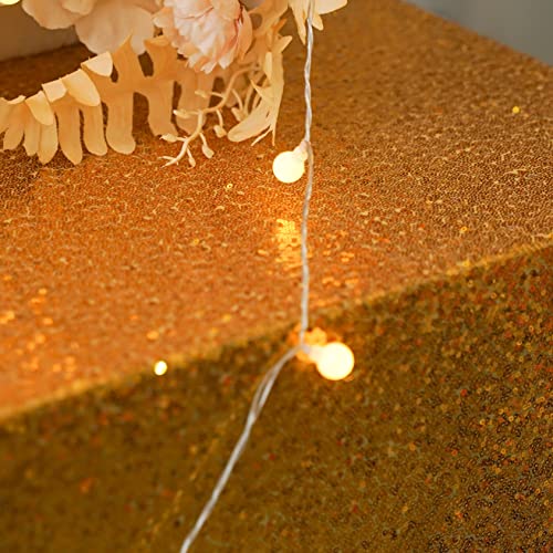 Gold Sequin Tablecloth 90x132 Inch Glitter Rectangular Table Cover - Gold / 132" x 90"