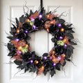 22-Inch Pre-Lit Halloween Wreath with 60 LED Lights for Front Door Decor