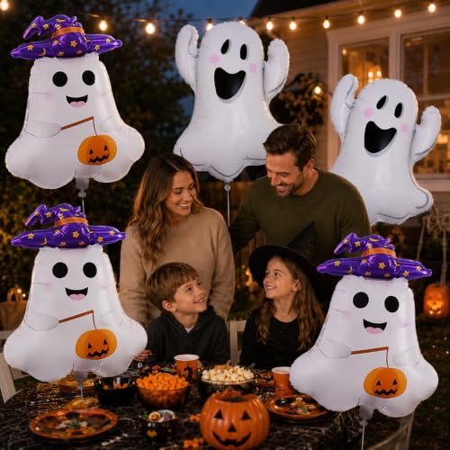 Halloween Ghost Balloons Set - Foil Party Decorations for Halloween