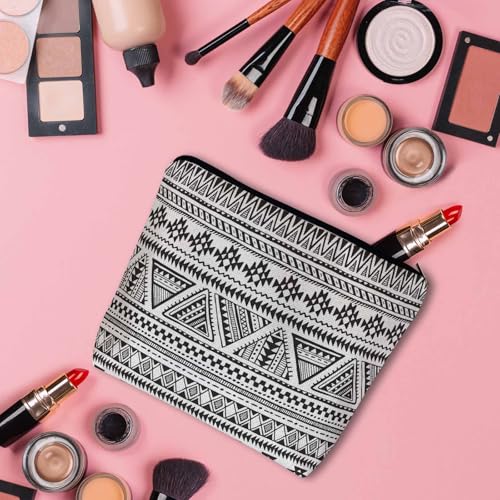 African Aztec Makeup Bag - 9 x 7.1 Inch Travel Cosmetic Organizer for Women