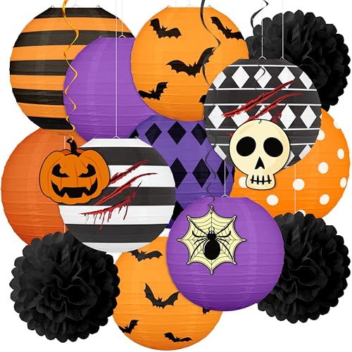 Halloween Paper Lanterns Set for Party Decorations - Spooky Festive Decor