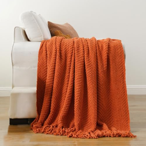 Burnt Orange Throw Blanket for Couch 50x60 Inches Cozy Soft Home Decor