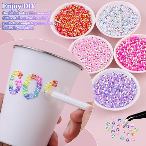 Jelly Multicolored 3mm & 4mm Rhinestones Bedazzling Kit with Glue - 46000 Pcs