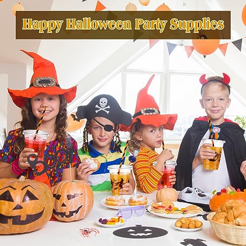 Halloween Disposable Cups Ghost Pattern 12 oz Clear Plastic Party Cups - 100 Sets