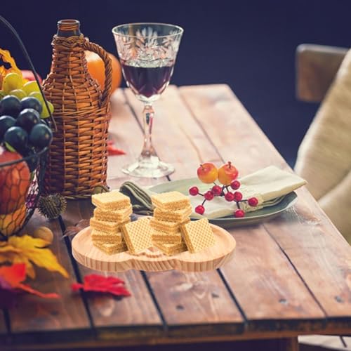 Wooden Pumpkin Serving Tray for Halloween Snacks and Party Platter